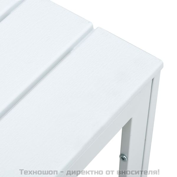 Маса за кафе, бяла, 78x78x74 см, HDPE, дървен вид
