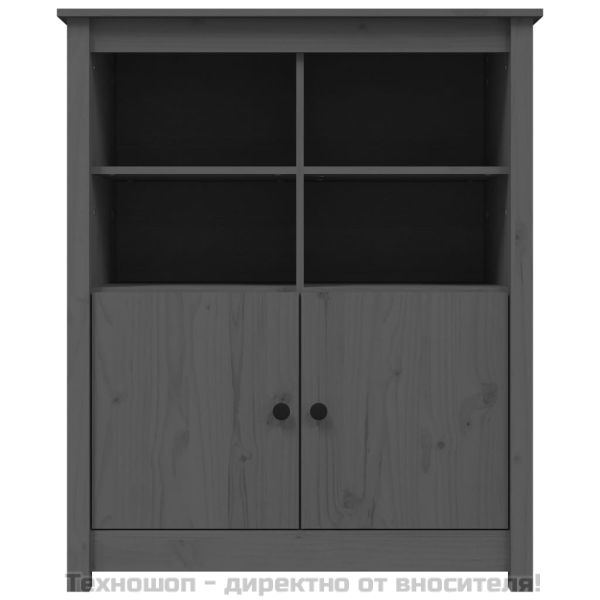 Сайдборд, сив, 83x41,5x100 см, бор масив