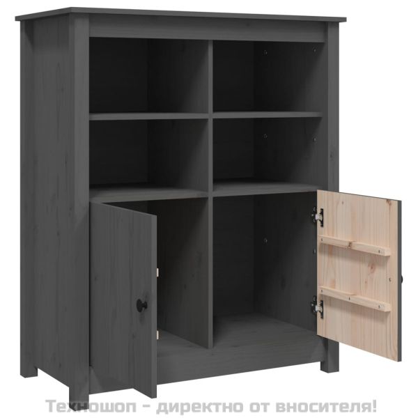 Сайдборд, сив, 83x41,5x100 см, бор масив