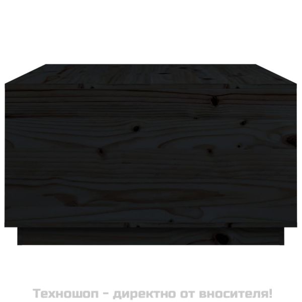 Кафе маса, черна, 80x80x45 см, борово дърво масив