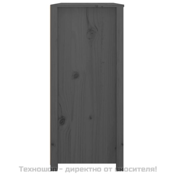 Страничен шкаф сив 100x40x90 см борово дърво масив
