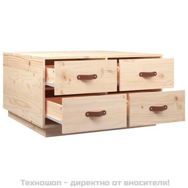 Кафе маса, 80x80x45 см, борово дърво масив