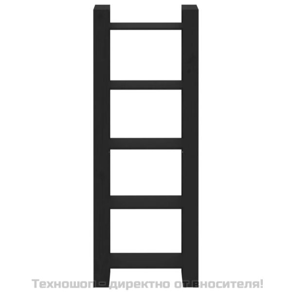 Библиотека/разделител за стая, черна, 60x35x160 см, бор масив