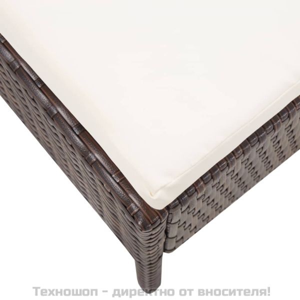 Градински комплект с възглавници, 3 части, кафяв полиратан