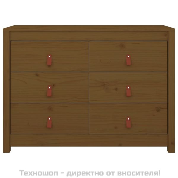 Страничен шкаф, меденокафяв, 100x40x72 см, борово дърво масив