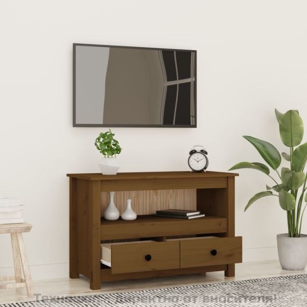 ТВ шкаф, меденокафяв, 79x35x52 см, бор масив