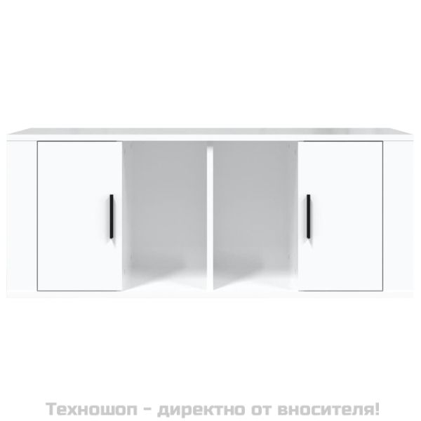 ТВ шкаф бял гланц 100x35x40 см инженерно дърво