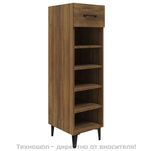 Шкаф за обувки, кафяв дъб, 30x35x105 см, инженерно дърво