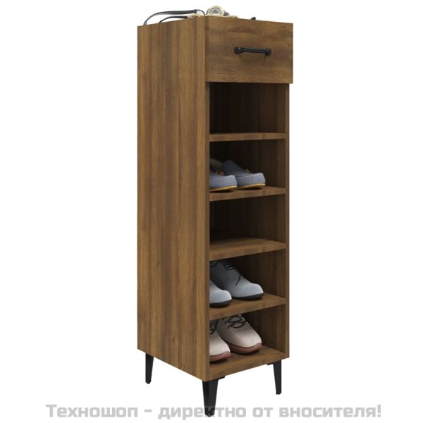 Шкаф за обувки, кафяв дъб, 30x35x105 см, инженерно дърво