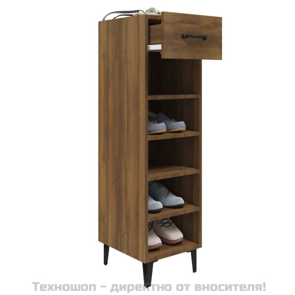 Шкаф за обувки, кафяв дъб, 30x35x105 см, инженерно дърво