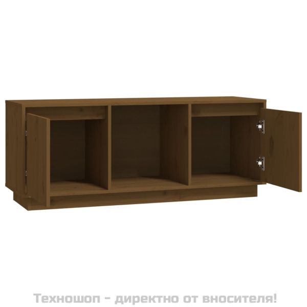 ТВ шкаф, меденокафяв, 110,5x35x44 см, бор масив