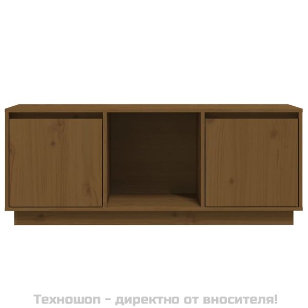 ТВ шкаф, меденокафяв, 110,5x35x44 см, бор масив