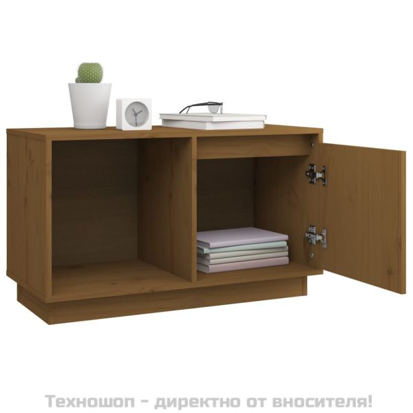 ТВ шкаф, меденокафяв, 74x35x44 см, бор масив