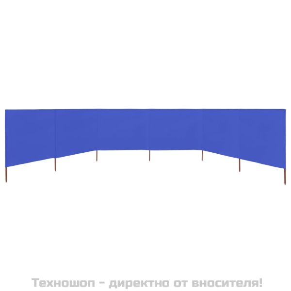 Параван против вятър от 6 панела текстил 800x80 см лазурносин