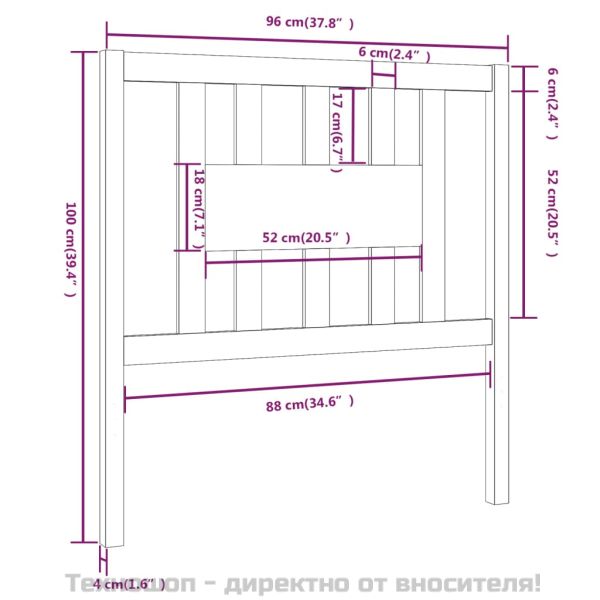 Табла за спалня, 96x4x100 см, бор масив