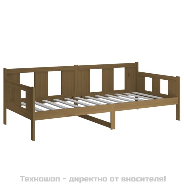 Дневно легло без матрак, меденокафяв, бор масив, 90x200 см