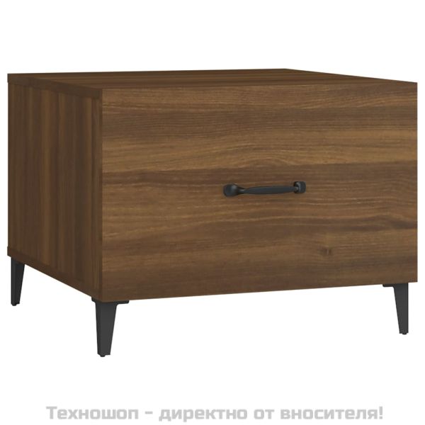 Маса за кафе с метални крака, кафяв дъб, 50x50x40 см