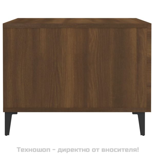 Маса за кафе с метални крака, кафяв дъб, 50x50x40 см