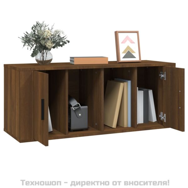 ТВ шкаф, кафяв дъб, 100x35x40 см, инженерно дърво