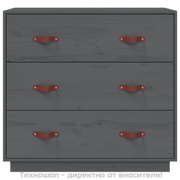 Сайдборд, сив, 80x40x75 см, бор масив