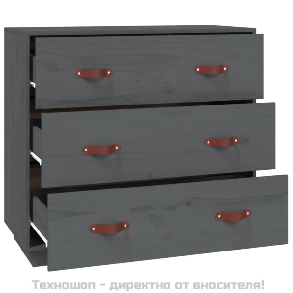 Сайдборд, сив, 80x40x75 см, бор масив