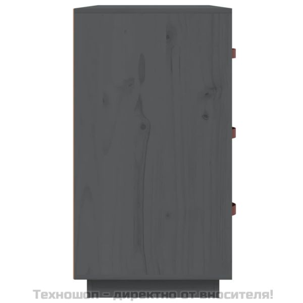 Сайдборд, сив, 80x40x75 см, бор масив