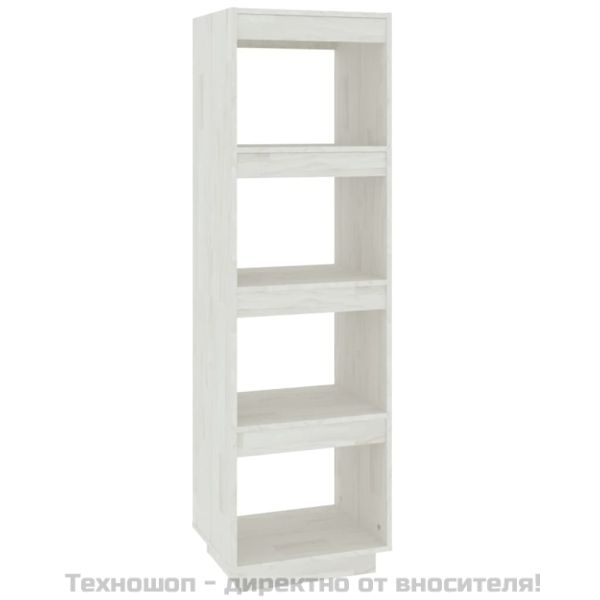 Библиотека/разделител за стая, бяла, 40x35x135 см, бор масив