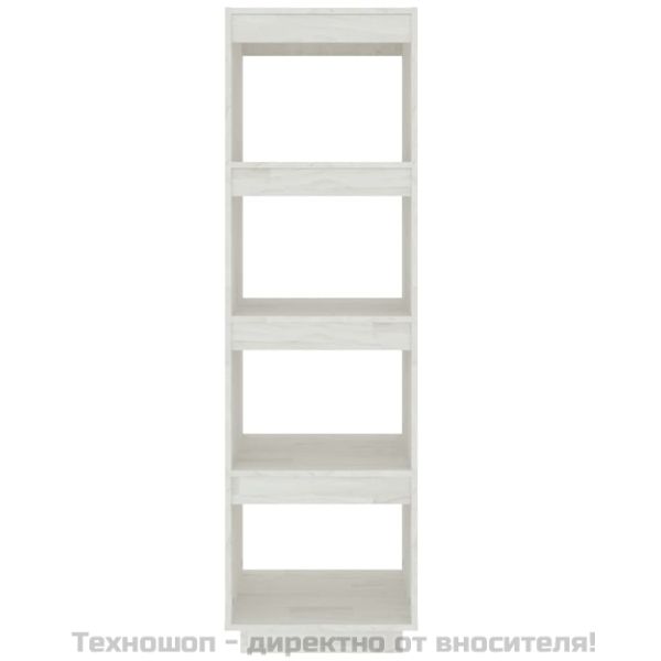 Библиотека/разделител за стая, бяла, 40x35x135 см, бор масив