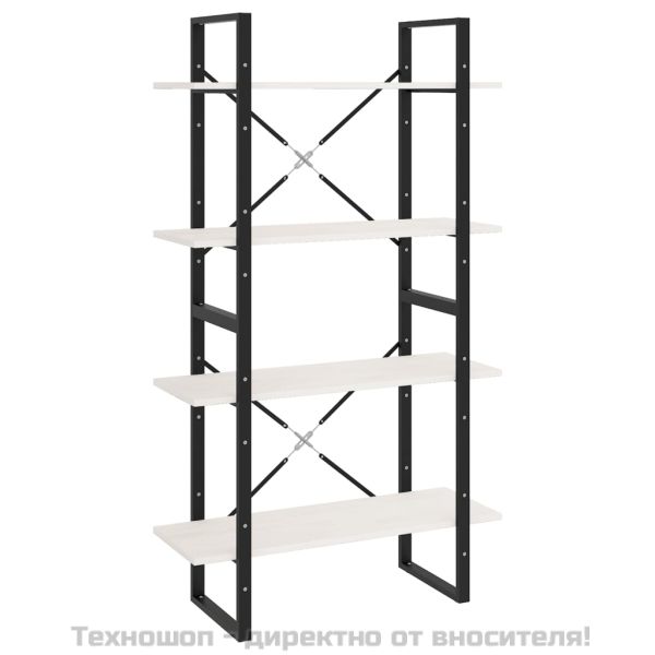 4-етажна библиотека, бяла, 80x30x140 см, борово дърво масив