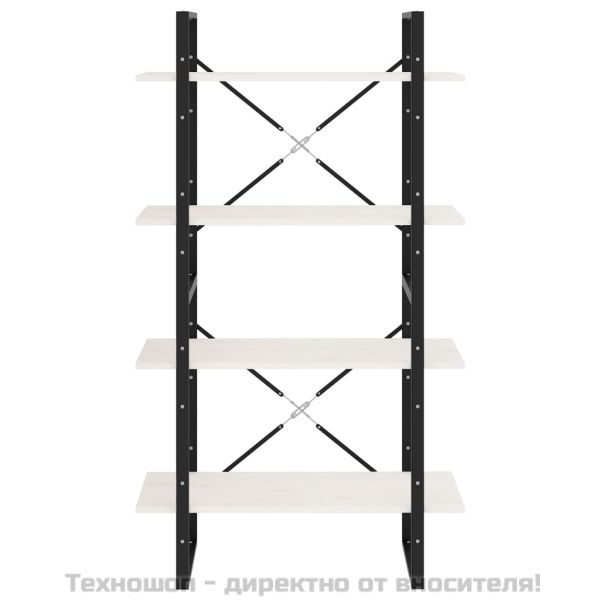 4-етажна библиотека, бяла, 80x30x140 см, борово дърво масив