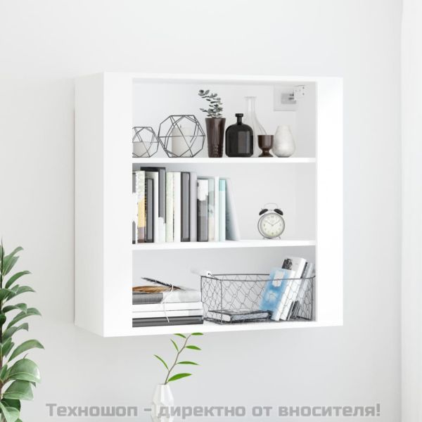 Стенен шкаф, бял, 80x33x80 см, инженерно дърво