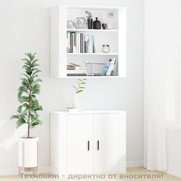 Стенен шкаф, бял, 80x33x80 см, инженерно дърво