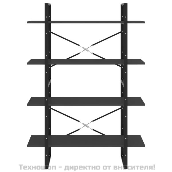 4-етажна библиотека, сива, 100x30x140 см, инженерно дърво