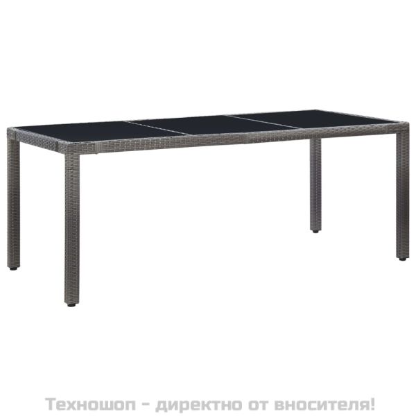 Градински трапезен комплект, 9 части, полиратан, сив