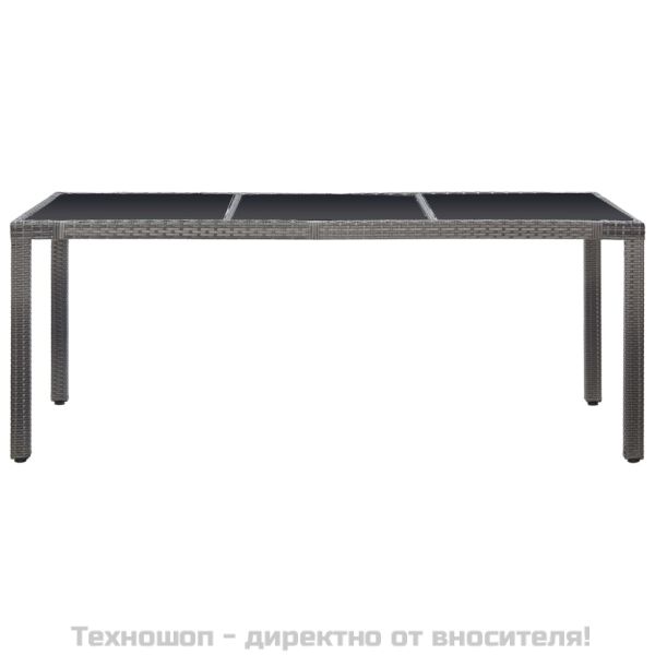 Градински трапезен комплект, 9 части, полиратан, сив