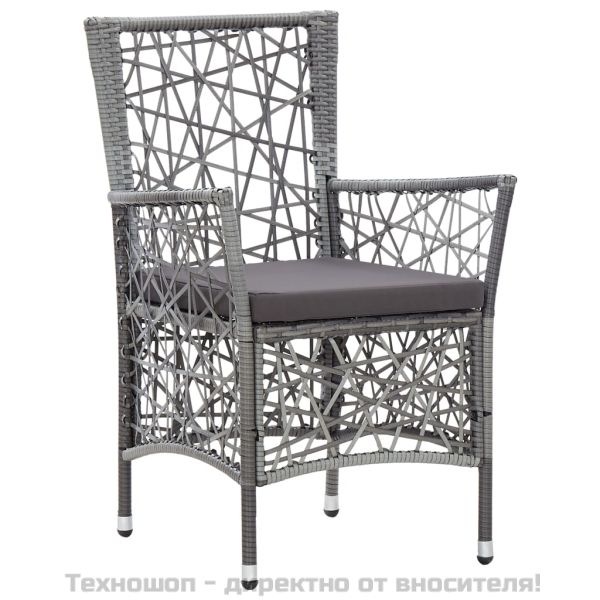 Градински трапезен комплект, 9 части, полиратан, сив