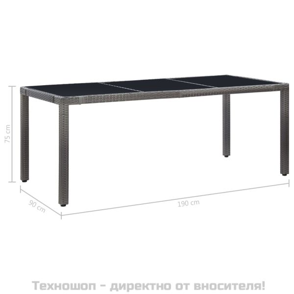 Градински трапезен комплект, 9 части, полиратан, сив