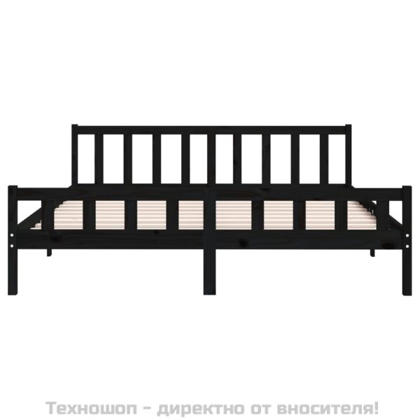 Рамка за легло, черна, дърво масив, 200x200 см