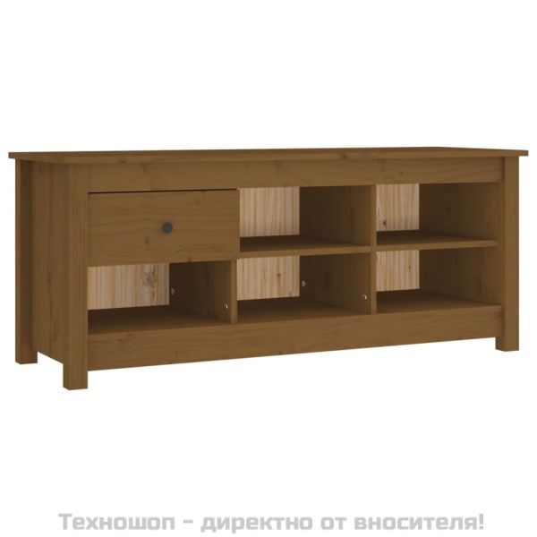 Шкаф за обувки меденокафяв 110x38x45,5 см борово дърво масив