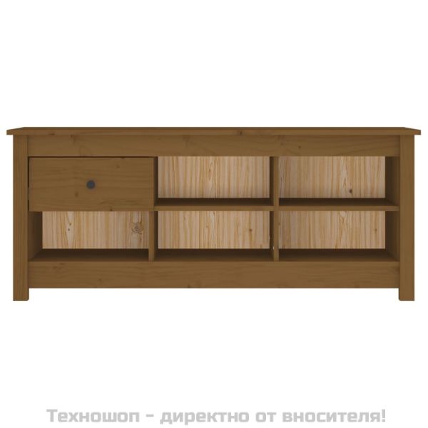 Шкаф за обувки меденокафяв 110x38x45,5 см борово дърво масив