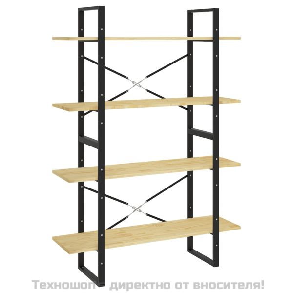 4-етажна библиотека, 100x30x140 см, борово дърво масив