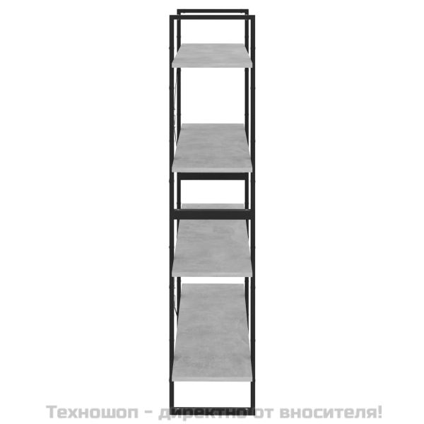4-етажна библиотека бетонно сив 100x30x140 см инженерно дърво