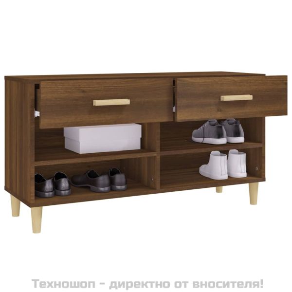 Шкаф за обувки, кафяв дъб, 102x35x55 см, инженерно дърво