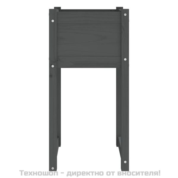 Плантер, сив, 40x40x81 см, борово дърво масив