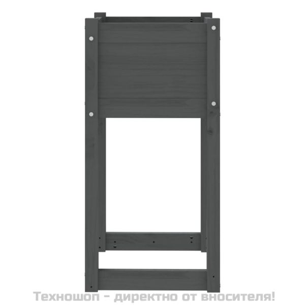 Плантер, сив, 40x40x81 см, борово дърво масив