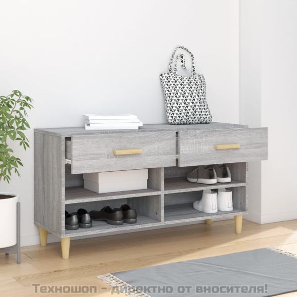 Шкаф за обувки, сив сонома, 102x35x55 см, инженерно дърво