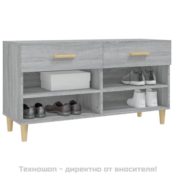 Шкаф за обувки, сив сонома, 102x35x55 см, инженерно дърво