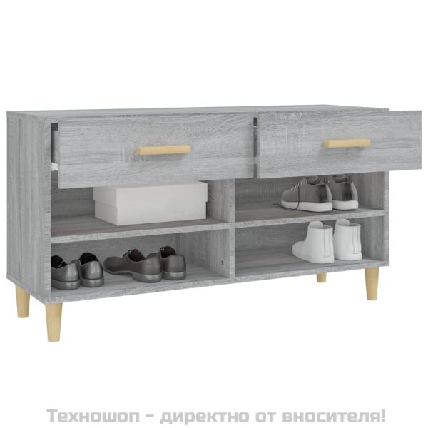 Шкаф за обувки, сив сонома, 102x35x55 см, инженерно дърво