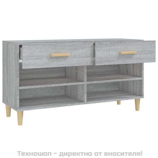 Шкаф за обувки, сив сонома, 102x35x55 см, инженерно дърво