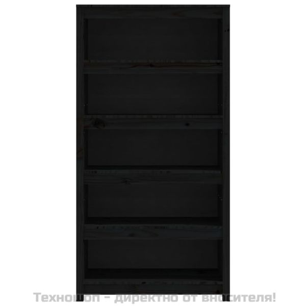 Библиотека, черна, 80x35x154 см, бор масив